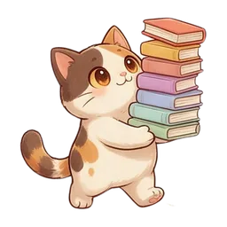 Nook the cat sticker: carrying books