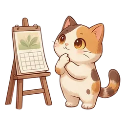 Nook the cat sticker: looking at calendar easel