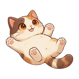 Nook the cat sticker: lying on back playful