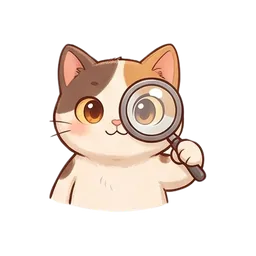 Nook the cat sticker: magnifying glass