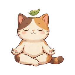 Nook the cat sticker: meditating with leaf