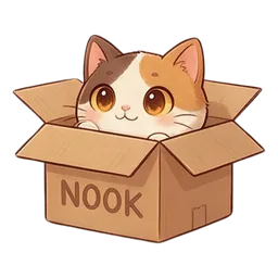 Nook the cat sticker: peeking from nook box