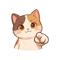 Nook the cat sticker: pointing at viewer