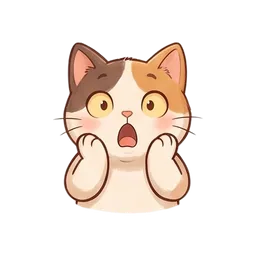 Nook the cat sticker: shocked paws on cheeks